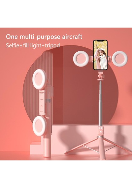 Siyah Kablosuz Bluetooth Uyumlu Selfie Sopa LED Halka Işık Uzatılabilir El Monopod Canlı Tripod IPhone x 8 Android D2R8 (Yurt Dışından)