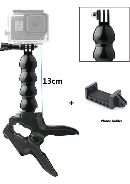 S Model B Esnek Gooseneck Monopod Gopro Sjcam Kameralar Için Kelepçe ile Iphone Xiaomi Huawei Samsung Telefonlar Için Selfie Çubuk Montaj Tutucu (Yurt Dışından)