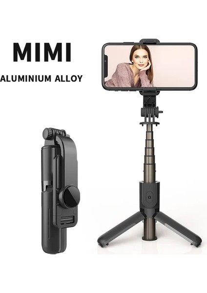 L10 Siyah Ruzsj L10 Mini Taşınabilir Selfie Çubuğu Monopod Tripod iPhone 12 Pro Max Uygun Huawei Xiaomi Gimbal Akıllı Telefon (Yurt Dışından)