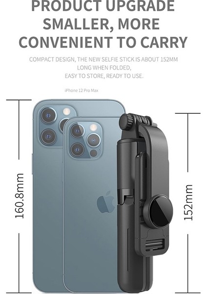 L10 Siyah Ruzsj L10 Mini Taşınabilir Selfie Çubuğu Monopod Tripod iPhone 12 Pro Max Uygun Huawei Xiaomi Gimbal Akıllı Telefon (Yurt Dışından) modelleri