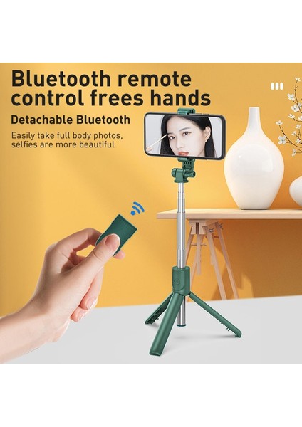 H1S Beyaz 2022 Katlanabilir Cep Telefonu Tutucu Dolgu Işığı Kablosuz Bluetooth Uyumlu Selfie Çubuğu Android Canlı Yayın Için IPhone (Yurt Dışından) modelleri