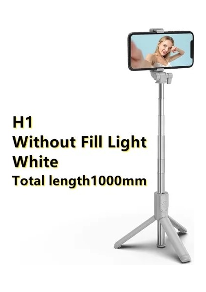 Işıksız Beyaz Ultra Taşınabilir Tripod Telefon Uzaktan Kumandalı Bluetooth Selfie Çubuğu Huawei IPhone ve Android Için Katlanabilir Geri Çekilebilir (Yurt Dışından)