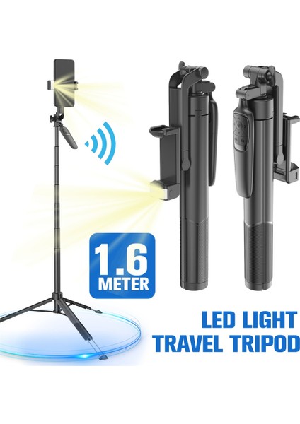 Tripod Yeni 160MM Bluetooth Selfie Çubuğu Tripod Gopro Aksiyon Kameraları Akıllı Telefonlar Selfie Işığı Için Dolgu Işığı ile Katlanabilir Monopod (Yurt Dışından)