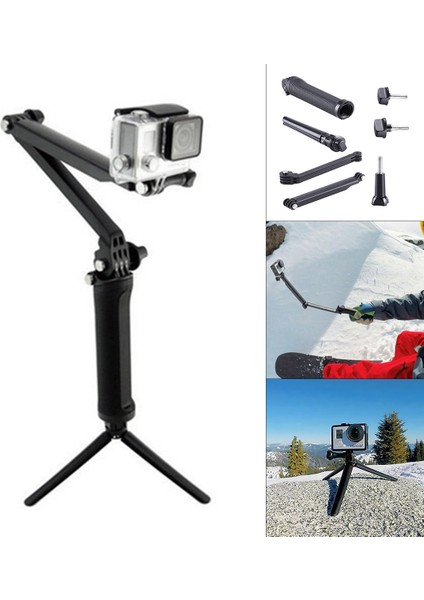 Siyah Su Geçirmez Selfie Çubuğu Yüzen El Kavrama + 3 Yollu Kavrama Kolu Monopod Kutup Tripod Gopro Hero Için Fit 9 8 7 6 Eylem Kamera (Yurt Dışından) fiyatları