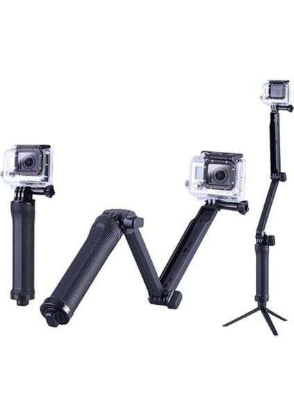 Siyah Su Geçirmez Selfie Çubuğu Yüzen El Kavrama + 3 Yollu Kavrama Kolu Monopod Kutup Tripod Gopro Hero Için Fit 9 8 7 6 Eylem Kamera (Yurt Dışından) modelleri