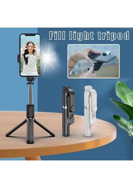 Siyah Kablosuz Selfie Çubuğu LED USB Şarjlı Selfie Çubuğu Tüm Cep Telefonları Için Selfie Modelleri Teleskopik Bluetooth Uyumlu (Yurt Dışından) fiyatları