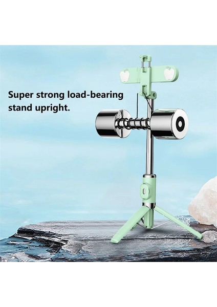 Siyah Işıksız Kablosuz Selfie Çubuğu Bluetooth Uzaktan Güçlendirilmiş Tripod Tutucu iPhone Huawei Xiaomi Akıllı Telefon Için Dolgu Işığı ile Selfie Canlı (Yurt Dışından)
