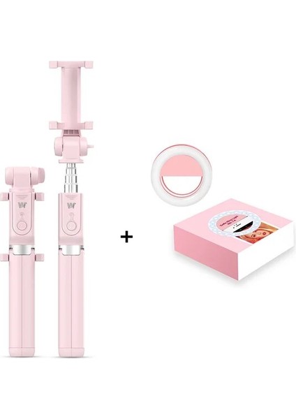 Dolgu Işığı ile 3'ü 1 Arada Mini Kablosuz Bluetooth Selfie Çubuğu Tripodlu LED Dolgu Işığı Uzatılabilir Monopod Iphone'lar Için Samsung Huawei Xiaomi (Yurt Dışından)