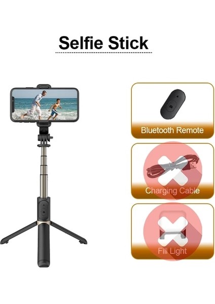 Siyah Işık Yok Fangtuosı 2022 Yeni Kablosuz Selfie Çubuğu Bluetooth Katlanabilir Tripod, Bluetooth Deklanşörlü Dolgu Işığı Alüminyum Alaşımlı Selfie Stck (Yurt Dışından)