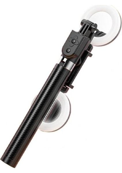 Siyah Pratik Canlı Tripod Paslanmaz Çelik Uzaktan Kumanda Evrensel Taşınabilir Entegre Selfie Tripod Selfie Sopa Fotoğraf Çekme (Yurt Dışından)