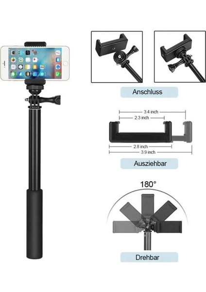 Klipsli Gümüş Monopod Tripod Gopro Sopa Için Teleskop Uzatılabilir Baton Selfie El Sophie Gopro Hero 3 Için Montaj Çubukları (Yurt Dışından)