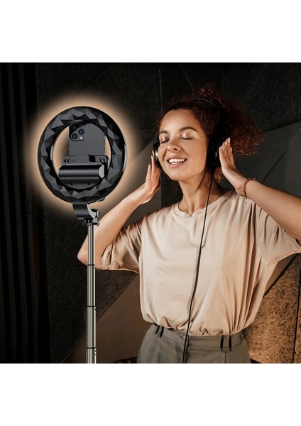 Q07-BLACK Selfie Halka Işık Selfie Çubuğu Tripod Halkalı Telefon Kılıfı Tutucu Taşınabilir Takısız Kısılabilir LED Halka Işık (Yurt Dışından) modelleri