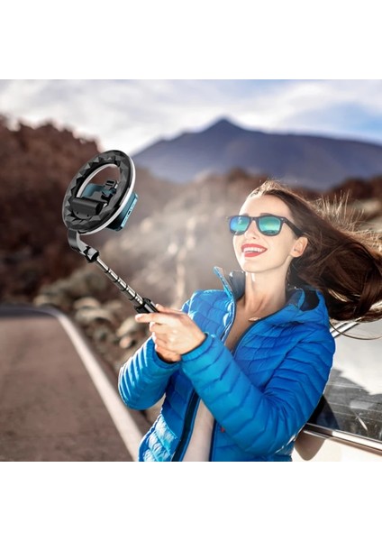 Q07-BLACK Selfie Halka Işık Selfie Çubuğu Tripod Halkalı Telefon Kılıfı Tutucu Taşınabilir Takısız Kısılabilir LED Halka Işık (Yurt Dışından) fırsatları