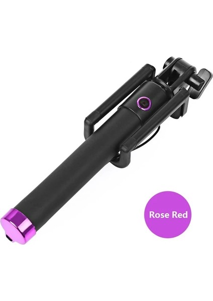 Gül Kırmızı Mini Uzatılabilir El Kablolu Selfie Çubuğu Telefon Iphone 6 6s Artı Samsung Xiaomi Huawei Android Akıllı Telefon Için Taşınabilir Monopod (Yurt Dışından)