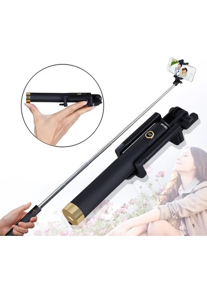 Gül Kırmızı Mini Uzatılabilir El Kablolu Selfie Çubuğu Telefon Iphone 6 6s Artı Samsung Xiaomi Huawei Android Akıllı Telefon Için Taşınabilir Monopod (Yurt Dışından) modelleri