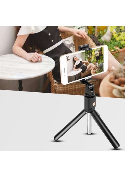 Bk Bluetooth Uyumlu Selfie Çubuğu Tripod Seyahat Çıkarılabilir Kablosuz Uzaktan Kumanda (Yurt Dışından)