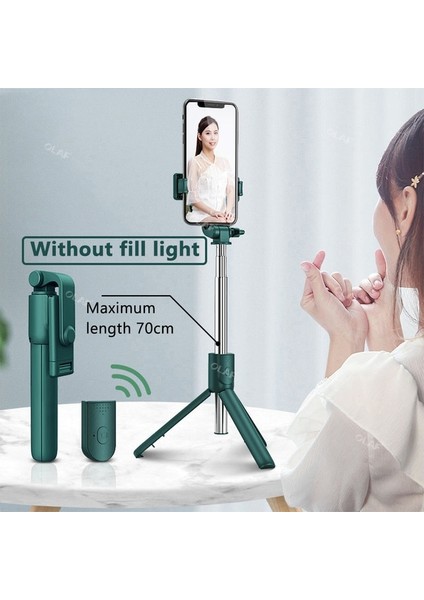 Yeşil R1 2022 Yeni Bluetooth Kablosuz Selfie Çubuğu Mini Tripod Uzatılabilir Monopod Ios Android Telefon Için Dolgu Işığı ile Uzaktan Deklanşör (Yurt Dışından)