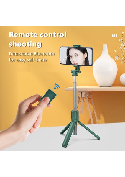 Yeşil R1 2022 Yeni Bluetooth Kablosuz Selfie Çubuğu Mini Tripod Uzatılabilir Monopod Ios Android Telefon Için Dolgu Işığı ile Uzaktan Deklanşör (Yurt Dışından) modelleri