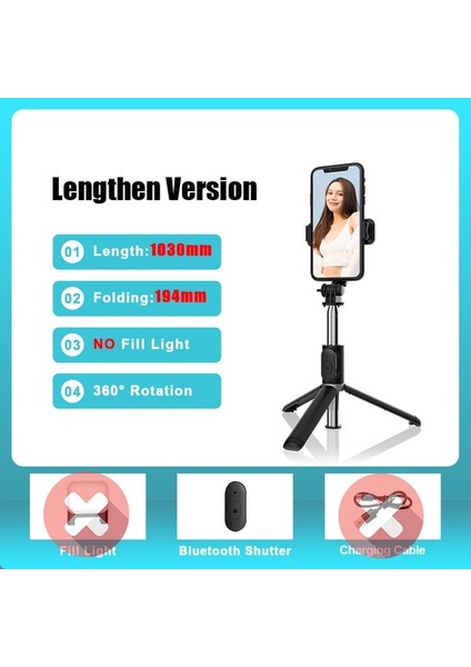1030MM Işık Yok Fangtuosı Mini Kablosuz Bluetooth Selfie Çubuğu 2022 Yeni Stil Ios Android Için Dolgu Işığı ile Katlanabilir Mini Tripod (Yurt Dışından)