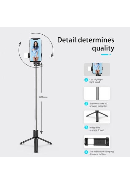 R1S Pembe LED Siyah Mini Fotoğraf Tutucu Canlı Yayın Braketi Yatay ve Dikey Çekim Katlanabilir Taşınabilir Katlanabilir Tripod Uzatılmış Tripod (Yurt Dışından) modelleri