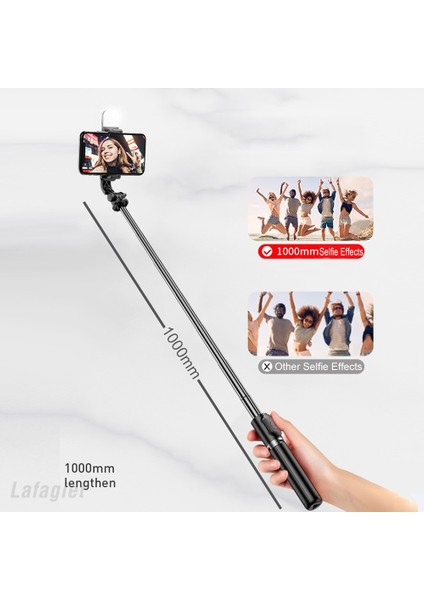 Siyah 2022 Yeni Bluetooth Kablosuz Selfie Çubuğu Mini Tripod Uzatılabilir Monopod, Ios Android Telefon Için Dolgu Işığı ile Uzaktan Deklanşör (Yurt Dışından)