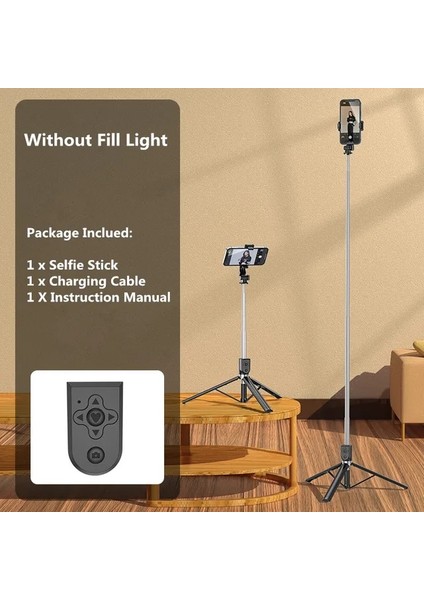 Lambasız 1.6m Genişletilmiş Bluetooth Uyumlu Kablosuz Selfie Çubuğu Canlı Yayın Standı Tutucu Tripod Akıllı Telefonlar Için Katlanabilir Dolgu Işığı (Yurt Dışından)