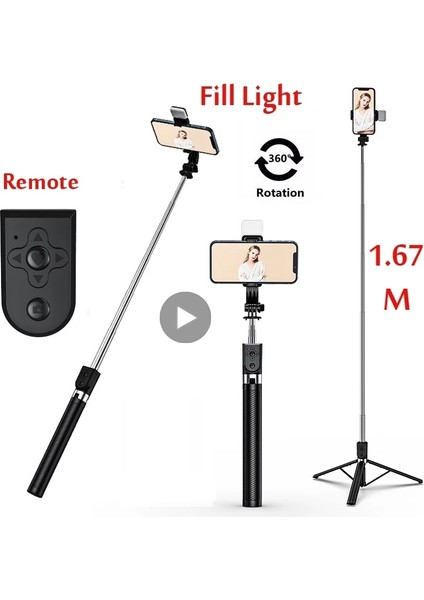 Stil A Işıksız Selfie Sopa Işıklı LED Hücre Tripod Mobil Lamba Telefon Halkası Akıllı Telefon Tutucu Standı Monopod Bluetooth Teleskopik Kutup Pau (Yurt Dışından) fiyatları