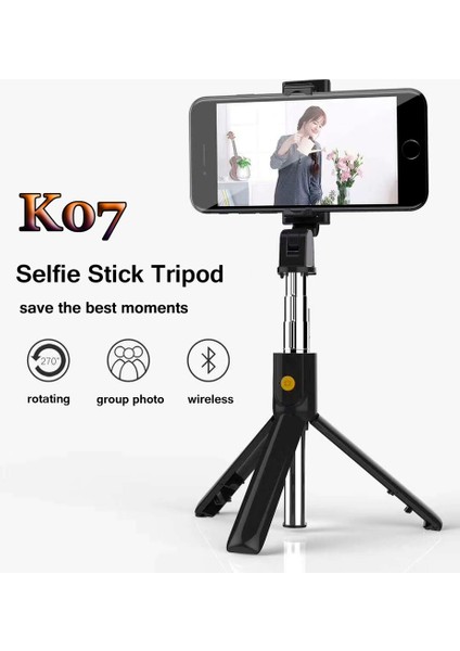 Beyaz Kablosuz Katlanabilir Selfie Sopa Telefon Tripod Uzatılabilir Monopod Akıllı Telefon Için Bluetooth Uzaktan Kumanda ile 3 In 1 Selfie Çubukları (Yurt Dışından)