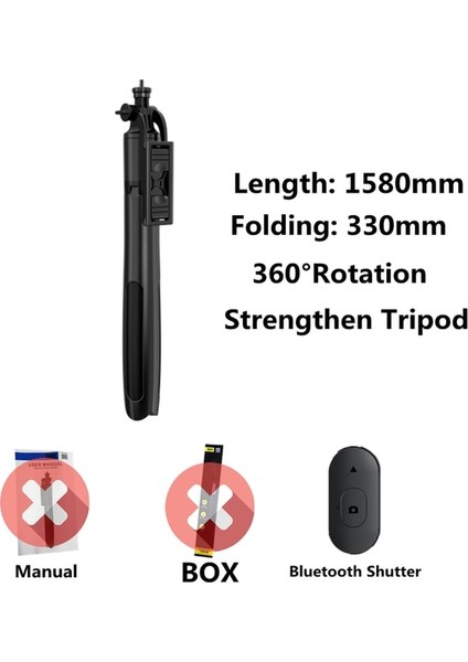 Paket Olmadan 1580MM Yeni Kablosuz Selfie Çubuğu Tripod Katlanabilir Monopod Gopro Aksiyon Kameraları Akıllı Telefonlar Için Dolgu Işığı ile Selfie (Yurt Dışından)