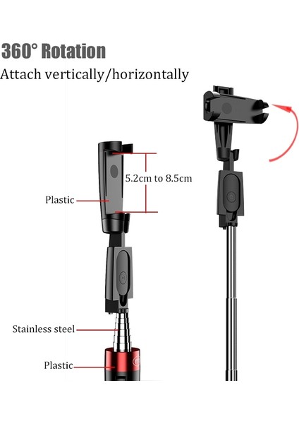 Siyah Bfollow 3 In 1 Selfie Çubuğu Tripod Kablosuz Bluetooth Cep Telefonu Tutucu iPhone Samsung Huawei Için El Video Çekim Vlog (Yurt Dışından) modelleri