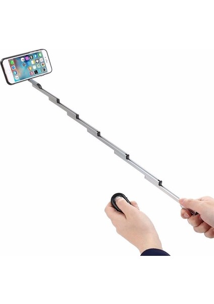 Siyah 3in1 Selfie Çubuğu W/alüminyum Kapaklı Iphone 8/7/6s Artı Iphone 6s Için Kılıflı Bluetooth Uzaktan Deklanşörlü Katlanabilir Selfie (Yurt Dışından)