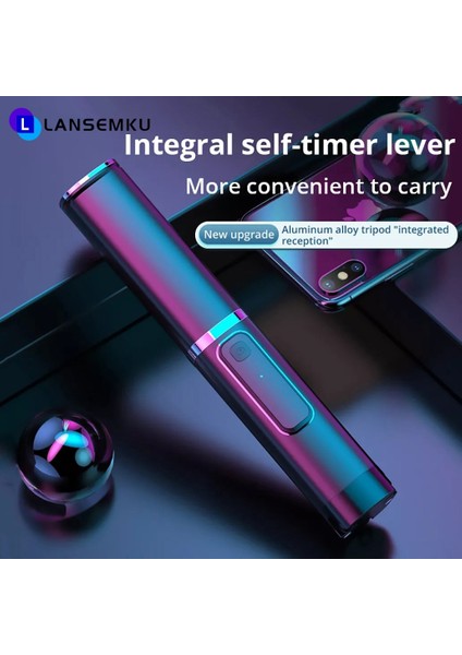 Siyah Ayarlanabilir Selfie Sopa Tripod El Gimbal Sabitleyici Telefon Tutucu Teleskopik Çubuk Akıllı Telefon Tripod Dolgu Işığı ile (Yurt Dışından) fiyatları