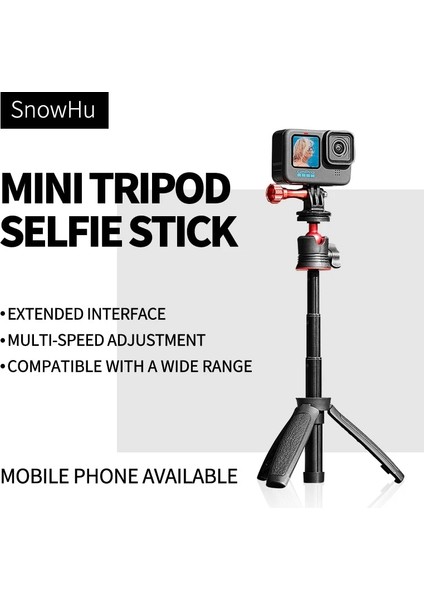 E Gopro Mini Selfie Sopa Tripod Gopro Kahraman Için Masa Standı 11 10 9 INSTA360 Djı Top Kafa Uzatılabilir Saplı Monopodlar (Yurt Dışından)