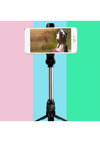 Pembe Kablosuz Bluetooth Selfie Çubuğu Taşınabilir Telefon Standı 360 ° Dönen Canlı Tripod M5TD (Yurt Dışından)
