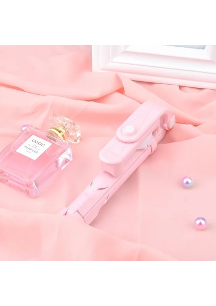 Pembe Kablosuz Bluetooth Selfie Sopa Iphone/android/xiaomi Katlanabilir El Monopod Deklanşör Uzaktan Uzatılabilir Mini Tripod (Yurt Dışından)