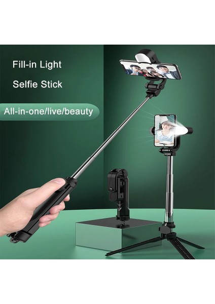 Pembe LED Işıklı 3'ü 1 Arada Kablosuz Bluetooth Selfie Çubuğu Iphone/android Için Işıklı Katlanabilir Mini Tripod Uzaktan Kumandalı Genişletilebilir Monopod (Yurt Dışından)