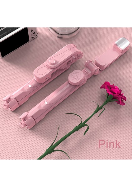 Pembe LED Işıklı 3'ü 1 Arada Kablosuz Bluetooth Selfie Çubuğu Iphone/android Için Işıklı Katlanabilir Mini Tripod Uzaktan Kumandalı Genişletilebilir Monopod (Yurt Dışından)