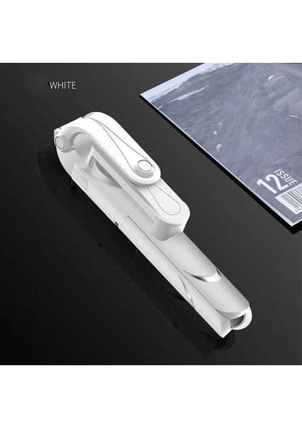 Stil A Beyaz Selfie Çubuğu Tripodlu Halka Işık iPhone Android Için LED Cep Cep Telefonu Standı Tutucu Mini Kutup Akıllı Telefon Bluetooth Monopod (Yurt Dışından)