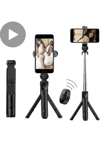 Stil A Beyaz Selfie Çubuğu Tripodlu Halka Işık iPhone Android Için LED Cep Cep Telefonu Standı Tutucu Mini Kutup Akıllı Telefon Bluetooth Monopod (Yurt Dışından)