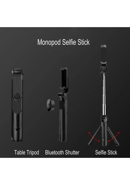 Stil A Beyaz Selfie Çubuğu Tripodlu Halka Işık iPhone Android Için LED Cep Cep Telefonu Standı Tutucu Mini Kutup Akıllı Telefon Bluetooth Monopod (Yurt Dışından)