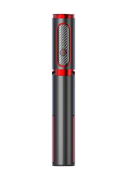 Siyah Kırmızı Kablosuz Bluetooth Uyumlu Selfie Çubuğu Uzatılabilir Monopod Uzaktan Kumanda Gimbal Çubuk Tripod iPhone 14 Xiaomi 13 Huawei (Yurt Dışından)