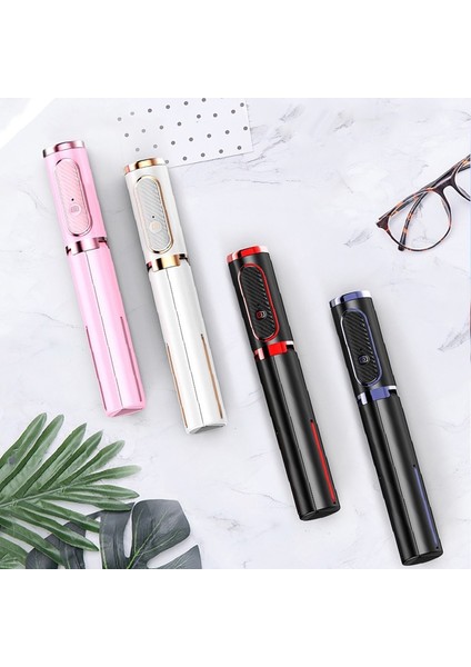 Siyah Kırmızı Kablosuz Bluetooth Uyumlu Selfie Çubuğu Uzatılabilir Monopod Uzaktan Kumanda Gimbal Çubuk Tripod iPhone 14 Xiaomi 13 Huawei (Yurt Dışından)