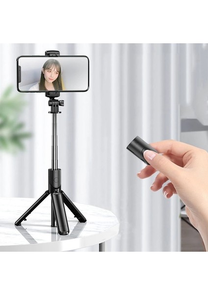 Stil A Siyah Tripodlu LED Yok LED Işık Selfie Sopa Halkası Cep Telefonu Cep Akıllı Telefon Tutucu Standı Monopod Bluetooth Teleskopik Uzatılabilir (Yurt Dışından)