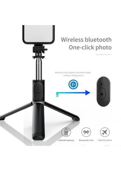 Stil A Siyah Tripodlu LED Yok LED Işık Selfie Sopa Halkası Cep Telefonu Cep Akıllı Telefon Tutucu Standı Monopod Bluetooth Teleskopik Uzatılabilir (Yurt Dışından)