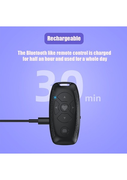 Siyah Kablosuz Bluetooth Selfie Kamera Deklanşör Akıllı Telefonlar Için Uzaktan Kumanda Şarj Edilebilir Telefon Kamera Düğmesi Denetleyicisi iPhone Için (Yurt Dışından)