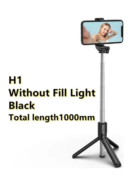 Siyah, Işıksız Ultra Taşınabilir Tripod Telefon Uzaktan Kumandalı Bluetooth Selfie Çubuğu Huawei iPhone ve Android Için Katlanabilir Geri Çekilebilir (Yurt Dışından)
