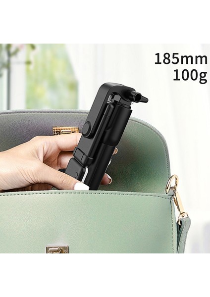 R1-Black Yeni Kablosuz Bluetooth Selfie Çubuğu Katlanabilir Mini Tripod, Ios Android Akıllı Telefonlar Için Dolgu Işığı Deklanşör Uzaktan Kumandalı (Yurt Dışından)