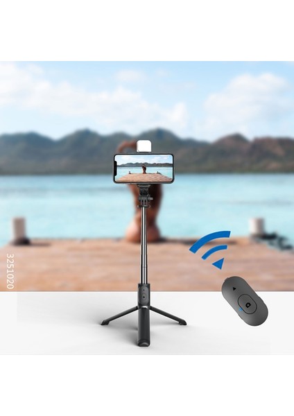 Işıklı Siyah Fgclsy Q02S Yeni Selfie Çubuğu Bluetooth Kablosuz Uzaktan Kumanda Dolgu Işığıyla Selfie Akıllı Telefonlar Için Katlanabilir Monopod Tripod (Yurt Dışından)
