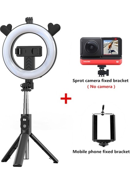 Geyik Kulak Halkası Işık 4 In 1 Selfie Sopa Tripod Standı Kablosuz Bluetooth Uzaktan El Akıllı Telefon IPhone Huawei Xiaomi Için LED Halka Işık (Yurt Dışından)