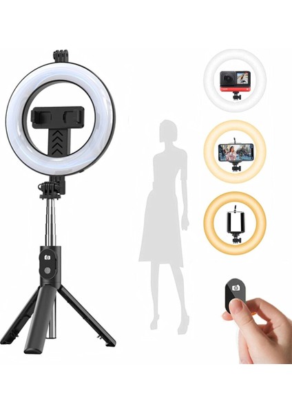Geyik Kulak Halkası Işık 4 In 1 Selfie Sopa Tripod Standı Kablosuz Bluetooth Uzaktan El Akıllı Telefon IPhone Huawei Xiaomi Için LED Halka Işık (Yurt Dışından) fiyatları
